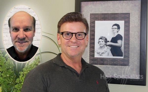 Ken is an actual hair replacement client, and has been wearing hair for over 25 years.