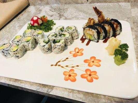 California roll，Boston roll，shrimp tempura roll。