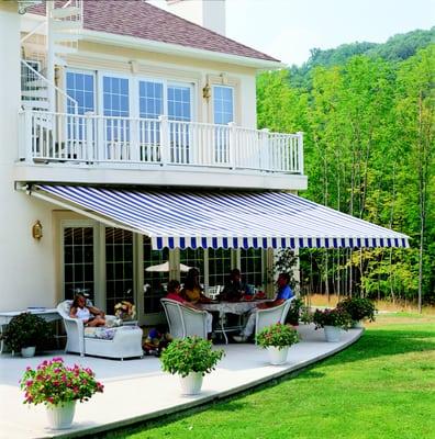 Shade from a retractable awning protects you from the suns harmful rays.