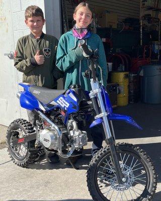 Congrats to Ethyn and Evelyn on their new SR125! Ride Safe