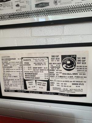 Old menu on wall