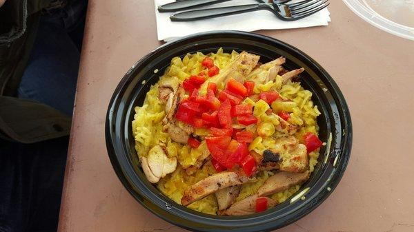 "Thai" Coconut Curry Chicken Rice Bowl ($9.99 at Sunset Park'd). Chicken is often boring, but this was great.