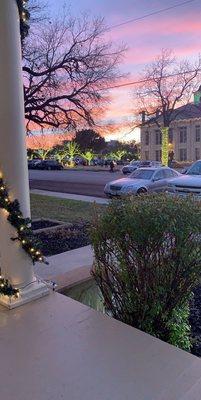 View of the courthouse square from the front porch