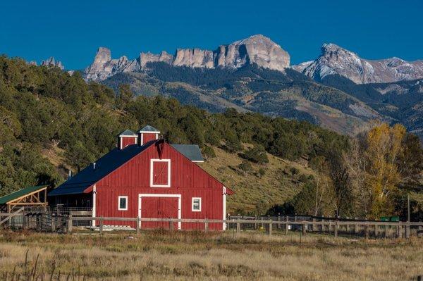 Ridgway is blessed to have two Rocky Mountain Ranges converge-you'll see the Cimarron Mountains behind this gorgeous ranch.