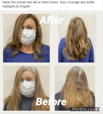 Grey coverage and subtle highlights by English