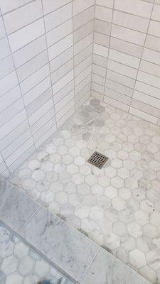 Tile work in the en suite bathroom