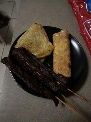 Egg roll, scallion pancake, & beef teriyaki