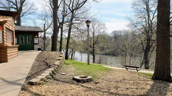 The view of the Milwaukee River on a mid-April day from Hubbard Park beer Garden.