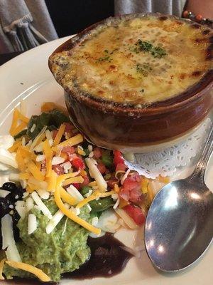 French onion soup and Mexican salad