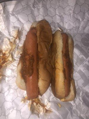 Two sad Hot Dogs, it's not that hard making them look at least edible...