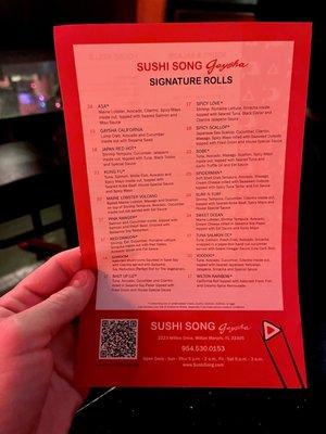 Signature Rolls Menu