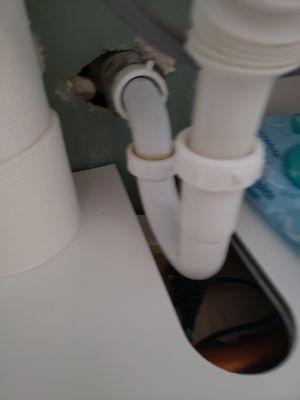 Leak under bathroom sink.