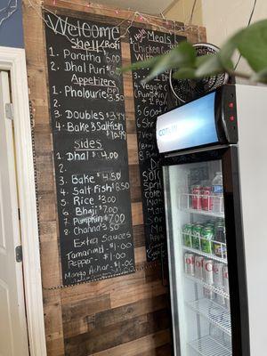 Menu on wall - August 2023