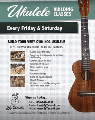 Ukulele building classes