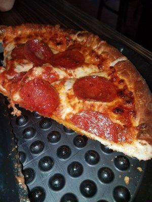 Yummy pepperoni pizza and garlic bread