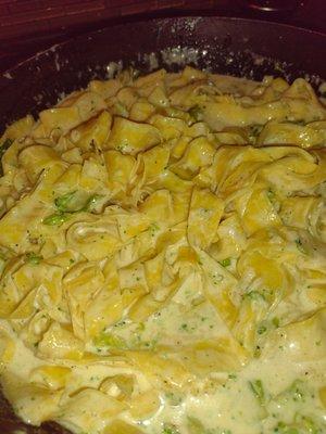 Our Special Wide Fettuccine Alfredo made from scratch. Has a ton of Parmesan Cheese. Great dish to add Chicken or Shrimp to.