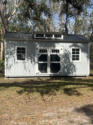 Newly installed portable storage building