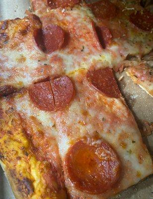 Thin crust pepperoni pizza