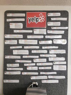 Our Colton Team is running out of room on their Yelp board!