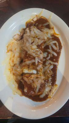 1 cheese enchilada with salsa Roja add on