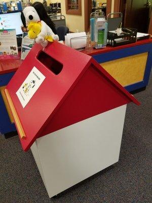 The snoopy house for returning books