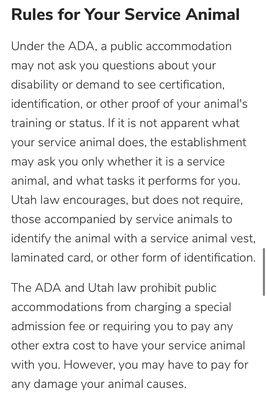 Utah law for service animals