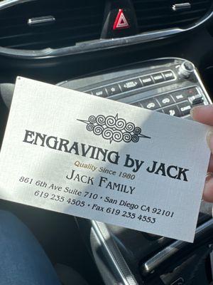 Jacks business card as of July 2023