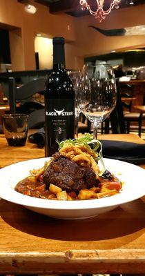 Amazing short rib with our own private label wine from Rutherford!