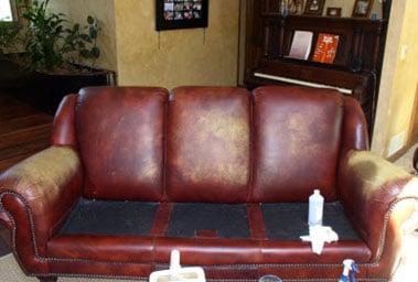 Leather sofa before re-dye