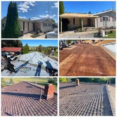 Before, during and after of a porch addition and roof replacement in New Carlisle.
It was a beautiful day for a one day job!