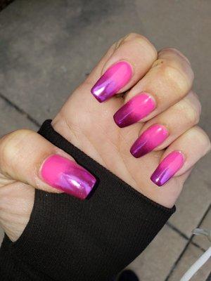 Pink and purple hombre nails