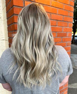 Icy blonde Full Highlight using AVEDA Hair Color