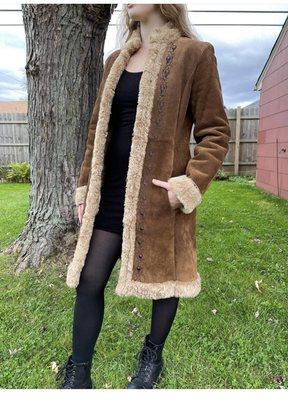 Faux Shearling Suede Coat