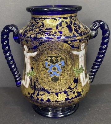 Medici family enameled glass vase commemorating the coronation of Charles IX at the Louvre Palace, 1561