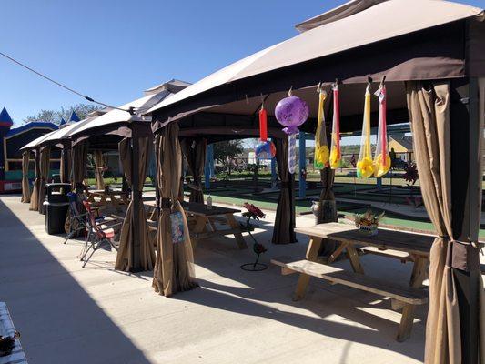 Open seating area with fans in the center (for hot days)