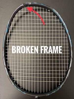 Badminton racket broken frame