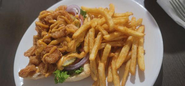 Shrimp Po' Boy with fries, yum.