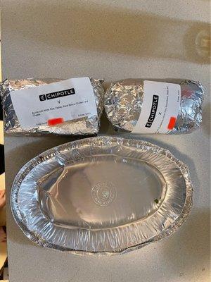 Two $10 burritos...5" long 2.5" wide. Seriously???