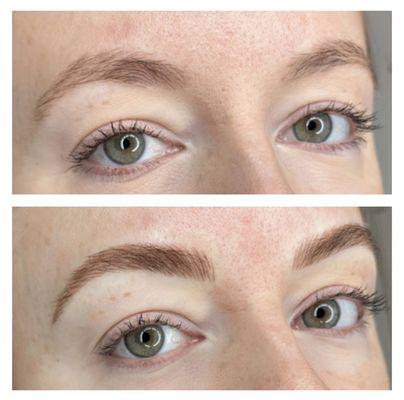 Top is bare and bottom is after microblading.