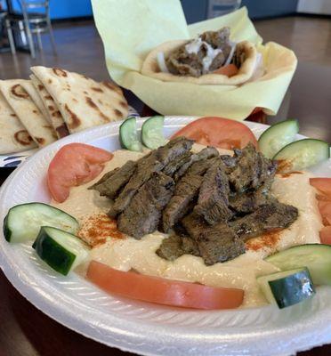 Gyro Pita  Hummus and Meat