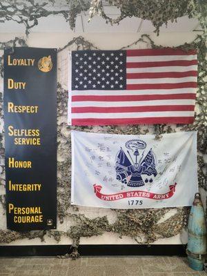 American flag, Army flag, Army values