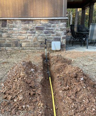 Underground natural gas line to pool heater