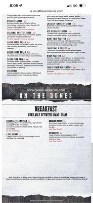 Breakfast menu