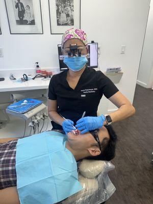 Dentist working on a patient