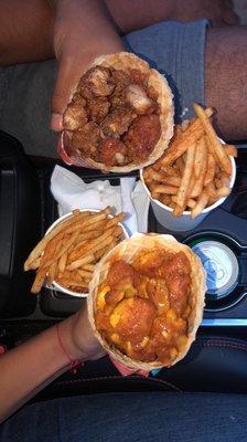 Cinna-maple & Yella BBQ w/ Cajun fries.