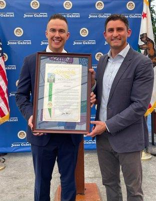 CEO Tim Gaspar at the 1st Annual Valley Community Leadership Awards with Assembly Member Jesse Gabriel