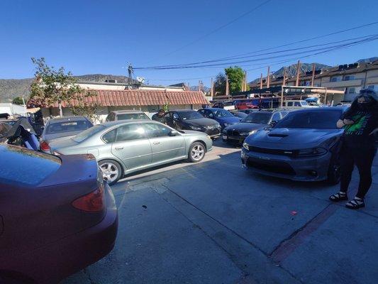 Our green Subaru was blocked in by Armen on our agreed upon time of tow.