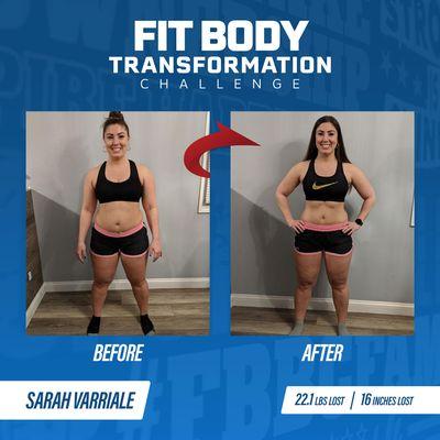 Sarah lost 22.1 lbs. and 16 inches in only 8 weeks!