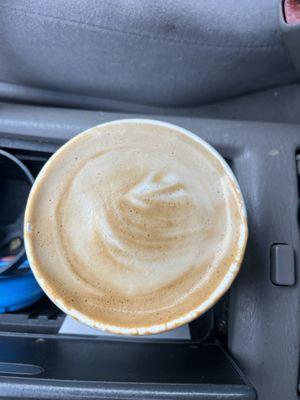 My to-go Vanilla Cappuccino, uncovered.