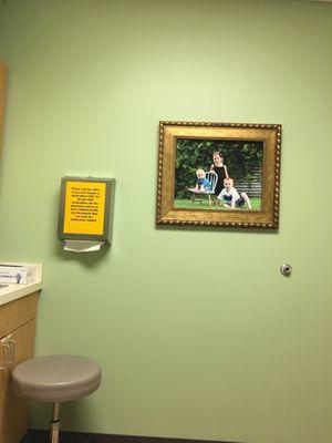 Family portraits and beautiful baby pictures adorn the walls of the hallways, waiting area, and patient examination rooms.